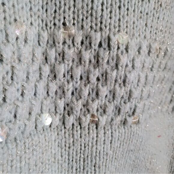 Tyler Boe Icy Blue Wool Blend Sweater Size Large Shimmer Cowl Neck Sequin - Picture 6 of 13